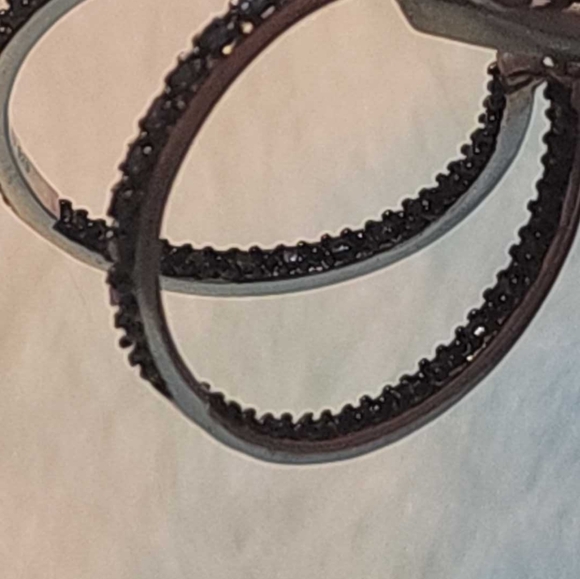 Blue diamond hoops, sterling silver - Picture 3 of 6